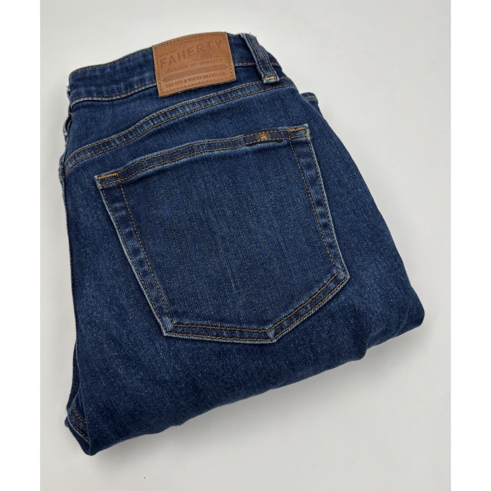 Faherty Men's 30 The Feel Good Denim Special Weave Blue‎ Straight Leg Jeans
